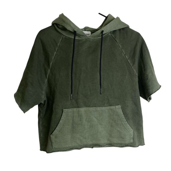 Cotton Citizen Hoodie Sweatshirt Small Green Pullover French Terry Short Sleeve - Picture 1 of 9